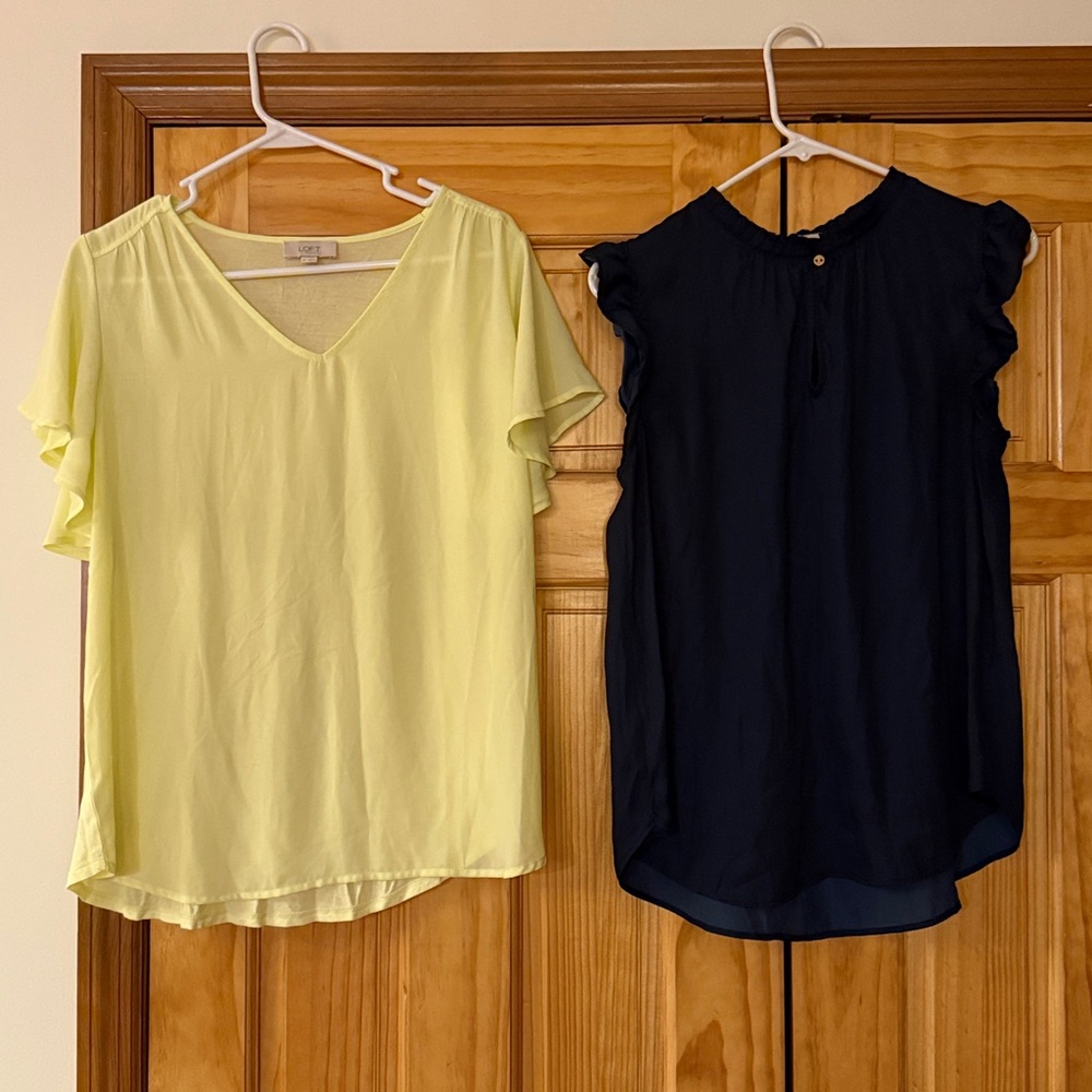LOFT Light Yellow Blouse and Blue Blouse